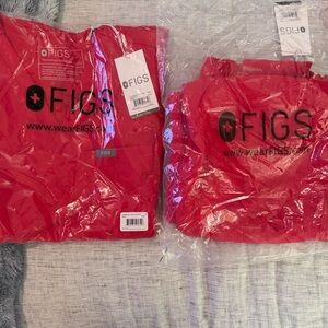 Figs Bold Red Medical Top